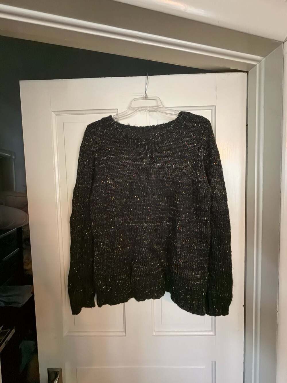 C.O.C. Women's Black Multicolored Speckled Knit Pullover Sweater